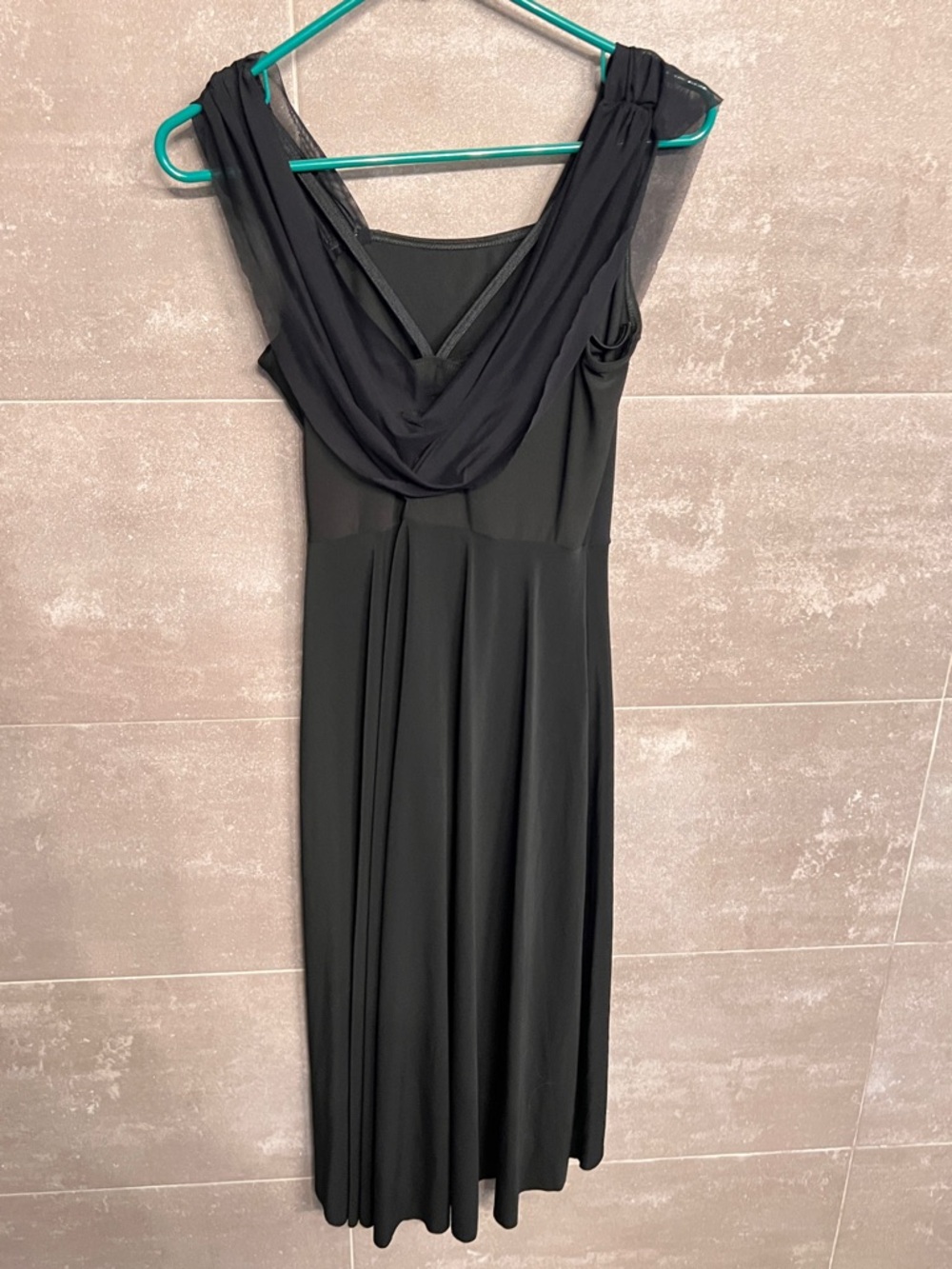 Weissman Black Dance Dress with Draped Overlay - Picture 2 of 4